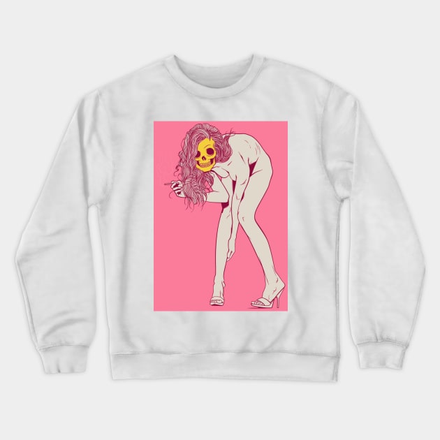 Skeleton Lady Crewneck Sweatshirt by JetQuasar